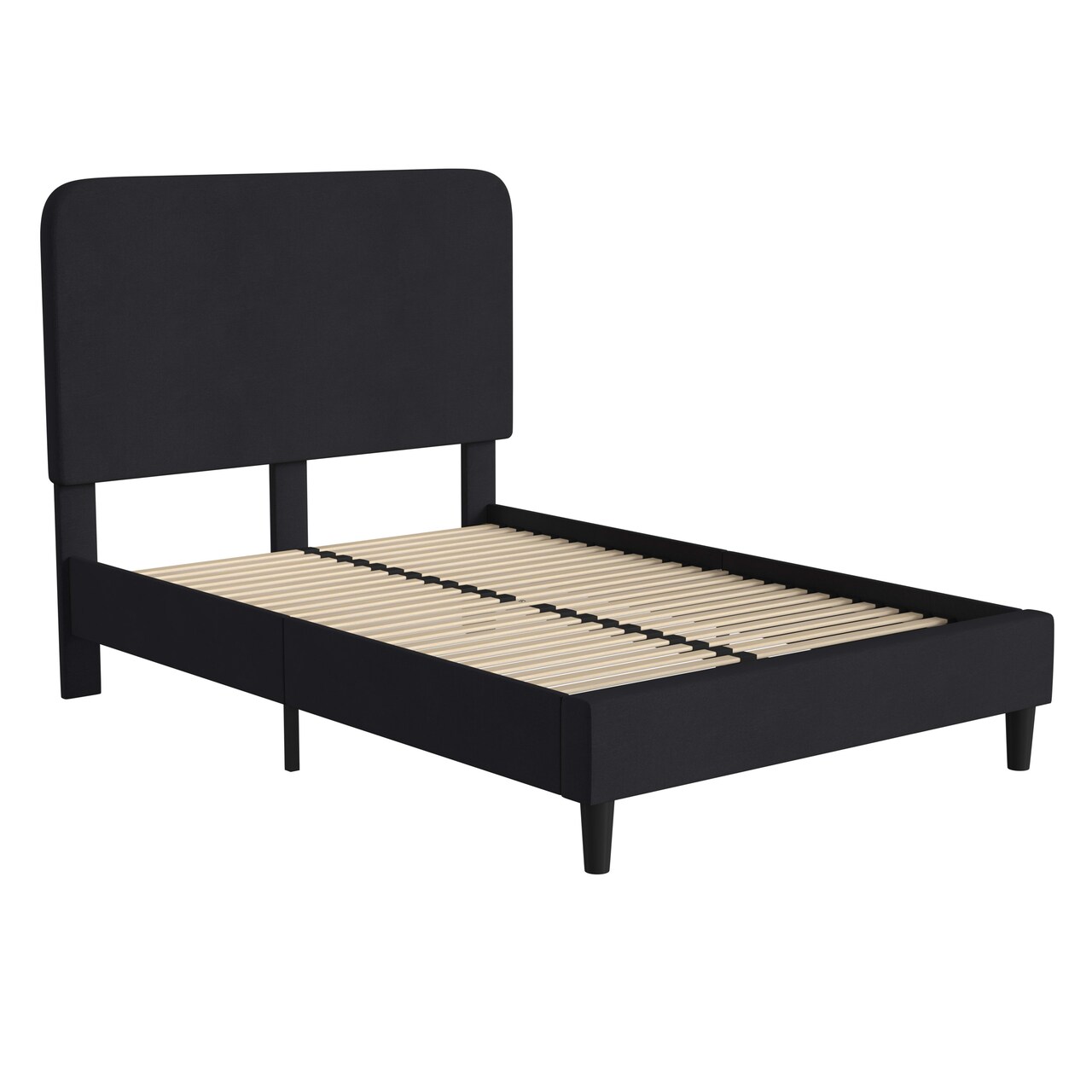Merrick Lane Remi Platform Bed with Headboard - Upholstered Frame - 14 Wooden Slats - No Box Spring Required